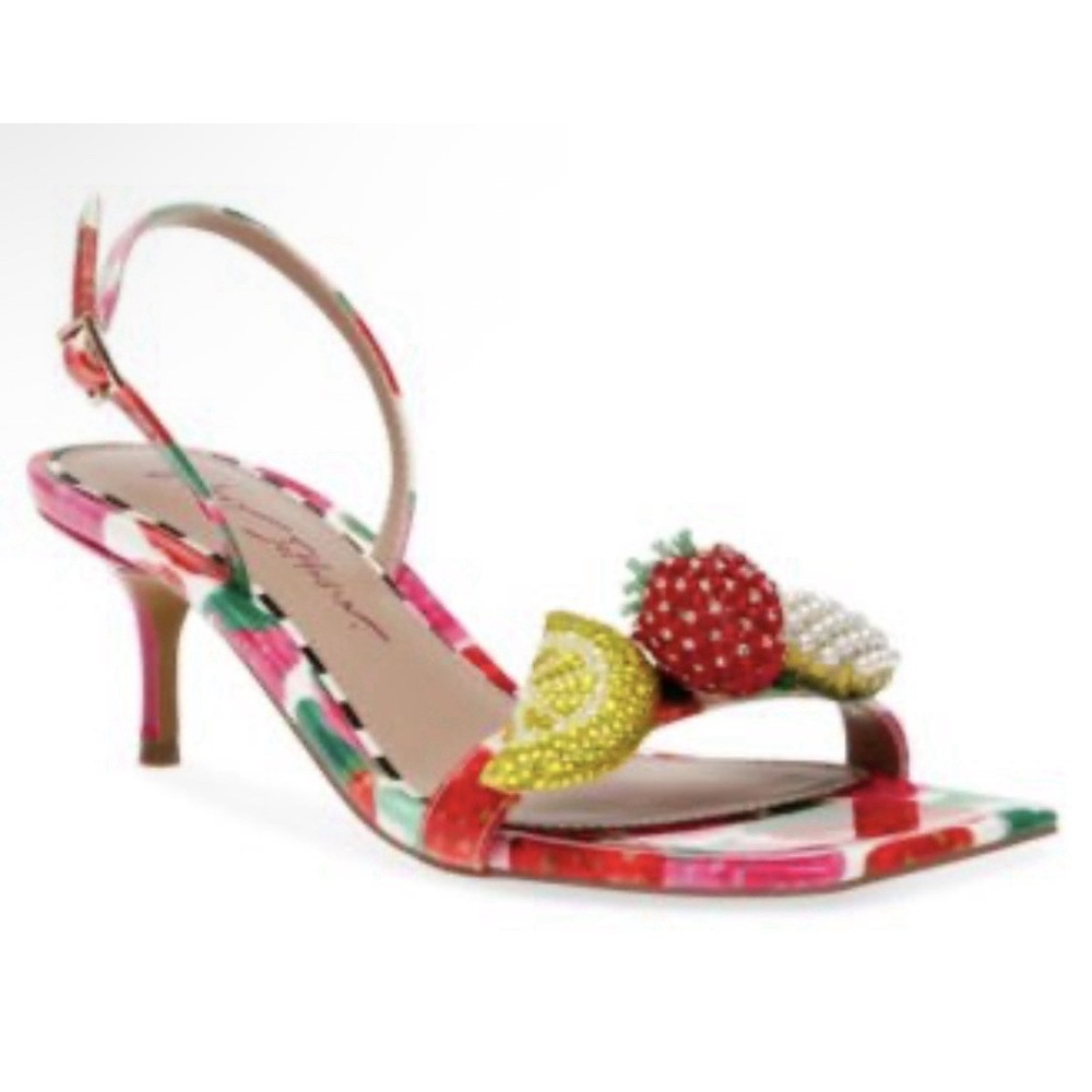 Betsey Johnson Women's Colson Fruit Kitten-Heel‎ Dress Sandals Size 6 Berry